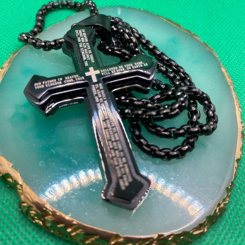 Black Cross Pendant Necklace